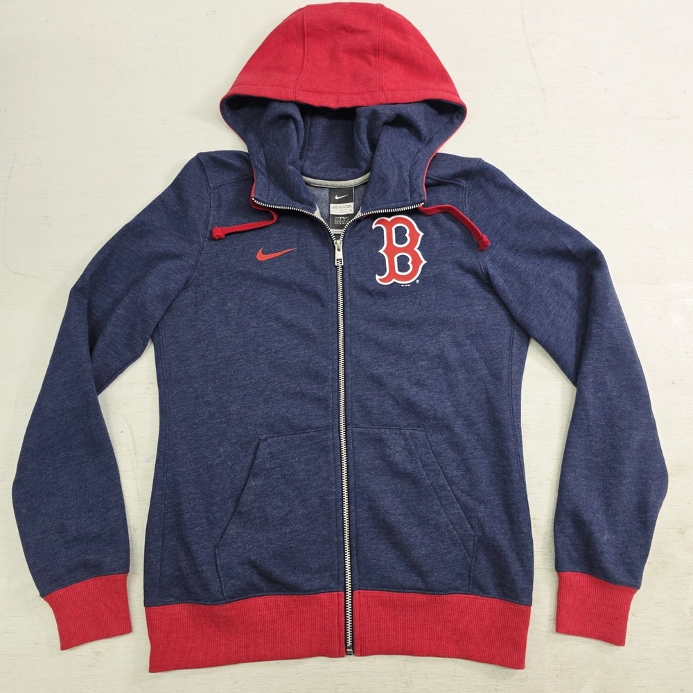 Nike MLB Boston Red Sox Baseball Full Zip Blue Hoodie Jacket Youth Boys Sz L EUC